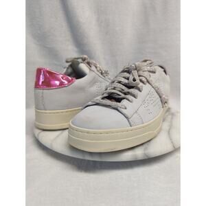 P448 John White Leather Glitter Pink Heel Sneakers Women's Size 41‎